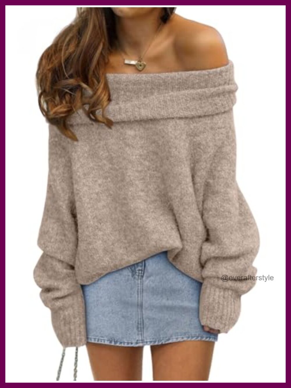 Off The Shoulder Oversized Sweater Pullover Batwing Sleeve Fall Winter Casual